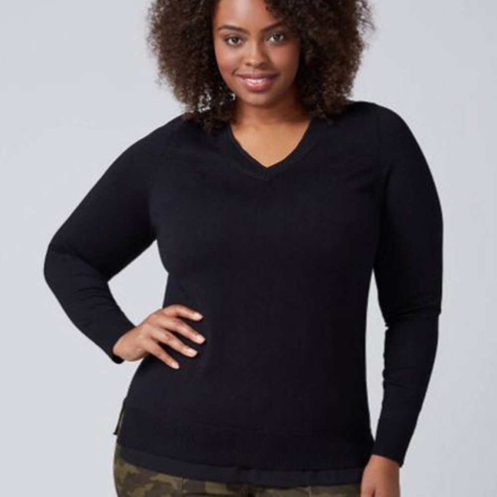 Lane Bryant 26/28 sweater with thin chiffon trim